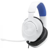 JBL Quantum 100P Console Gamer Headset - Fehér/Kék, vezetékes, 3.5mm jack, levehető mikrofon