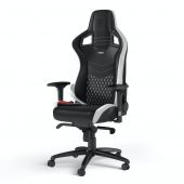 Noblechairs EPIC Valódi Bőr Black/White/Red Gaming Szék - 2 év garancia - Gamer szék