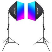 Neewer NK800 készlet két softbox, izzók RGB 24W 2700-6500K, állványok, pajzsok